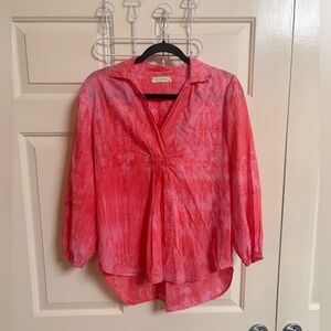 Stark X 100% Cotton Pink Toe Dye Peasant Style Light Weight Blouse boho hippie
